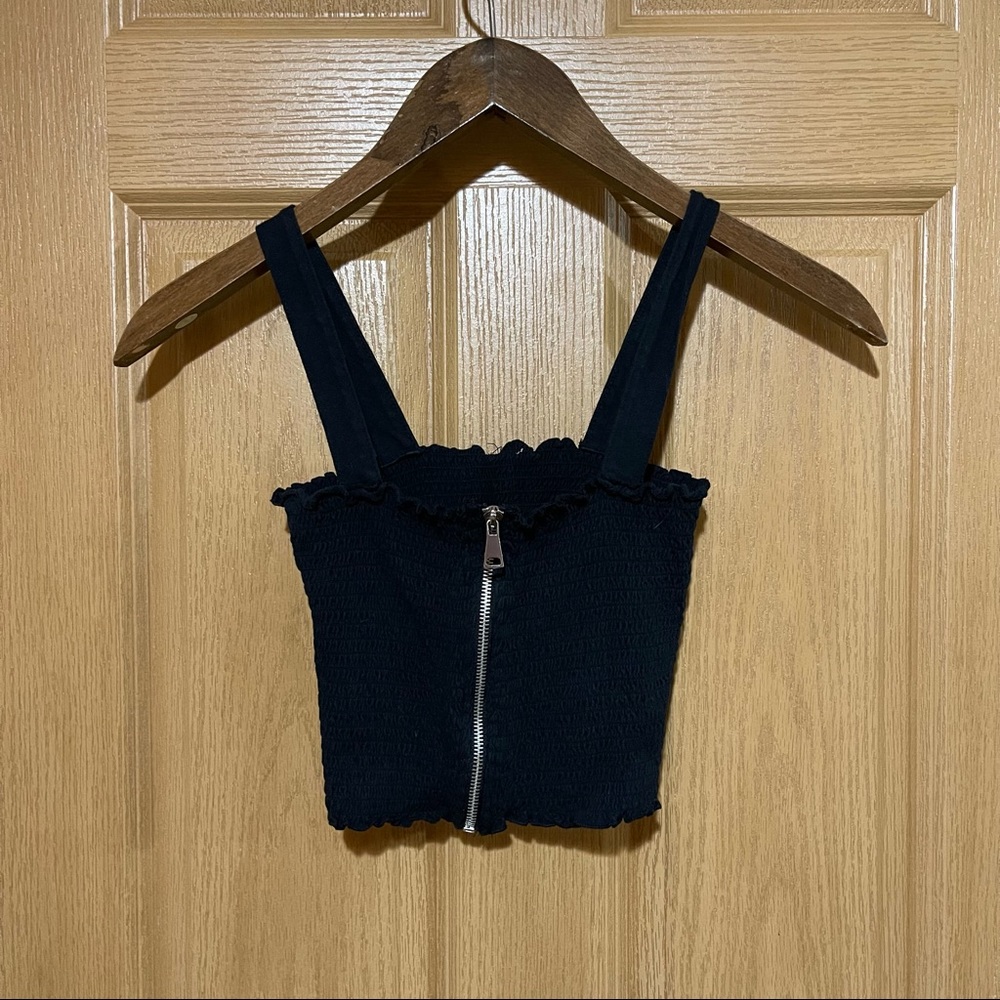 Black zipper Front Tank Top